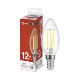 Лампа светодиодная LED-СВЕЧА-deco 12Вт 230В E14 4000К 1350лм прозрачная IN HOME 4690612053677