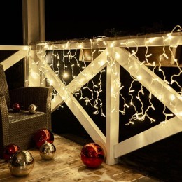 Гирлянда светодиодная "Дождь" 2х0.8м 160LED тепл. бел. 10Вт 230В IP65 эффект мерцания провод прозр.