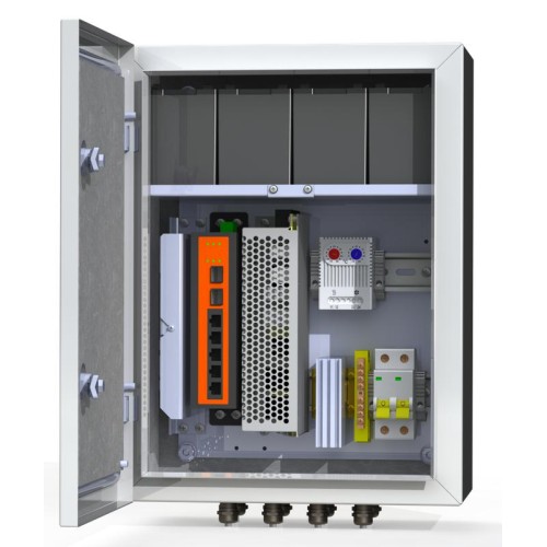 Термошкаф коммутационный 4хPoE 2хSFP 4хSC АКБ 4х12В 7А/ч IP66 300х400х210мм 6 УТП 4КУ AКБ 7А Masterm