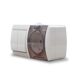 Блок ОП Клио 2-кл. выкл. 10А + розетка 1-м 16А 250В с заземл. с прозр. крышкой бел. Universal К2239