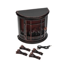 Камин светодиодный "Винтаж мини" 24.8х12.7х30см эффект живого огня USB и элементы питания 3хC (не в