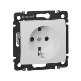 Розетка 1-м СП Valena 16А IP21 230/250В 2P+E с заземл. защ. шторки на винтах механизм бел. Leg 77442