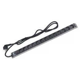 Блок евророзеток для 19дюйм шкафов PDU-13P-F-2EU 13 розеток фильтр 16А без выключателя шнур 2м алюм.