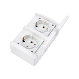 Блок розеток 2-м ОП INDUSTRIAL IP54 горизонт. с заземл. бел. Kranz KR-78-0805