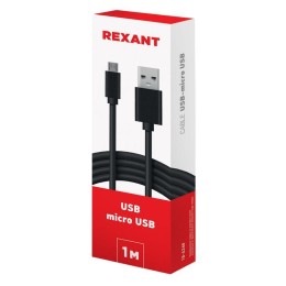 Кабель USB (micro USB) длинный штекер 1М черн. REXANT 18-4268