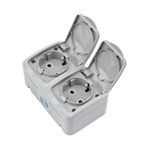 Блок розеток 2-м ОП Mini OG IP54 горизонт. с заземл. сер. Kranz KR-78-0806
