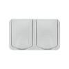 Блок розеток 2-м ОП Mini OG IP54 горизонт. с заземл. сер. Kranz KR-78-0806