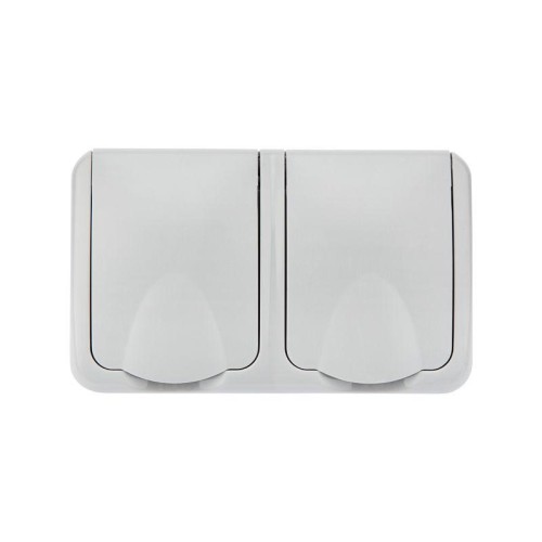 Блок розеток 2-м ОП Mini OG IP54 горизонт. с заземл. сер. Kranz KR-78-0806