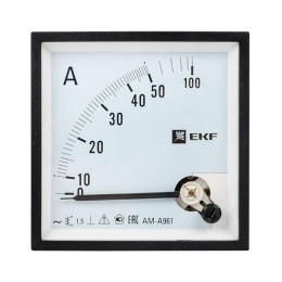 Амперметр аналоговый AM-A961 на панель 96х96 квадрат. вырез 50А прям. подкл. EKF am-a961-50/ama-961-