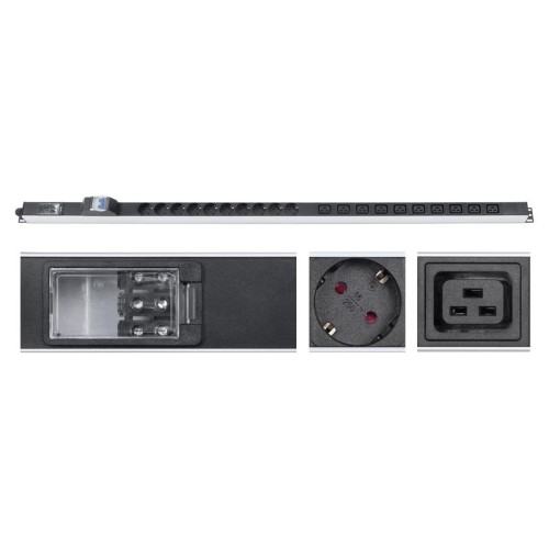 Блок розеток для 19дюйм шкафов PDU-16-10S-10C19-B-T вертик. 10 розеток Schuko 10 розеток IEC 320 C19