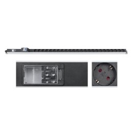 Блок розеток для 19дюйм шкафов PDU-32-24S-B-T вертик. 24 розетки Schuko 32А автомат защиты алюм. кор