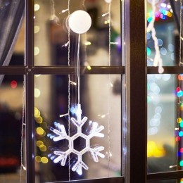 Фигура светодиодная "Снежинка" 8LED 1Вт 4.5В IP20 на присоске с подвесом элементы питания 3хAAA (в к