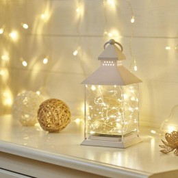 Фонарь декоративный 10.7х10.7х23.5см тепл. бел. с росой корпус бел. Neon-Night 513-050