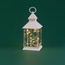 Фонарь декоративный 10.7х10.7х23.5см тепл. бел. с росой корпус бел. Neon-Night 513-050