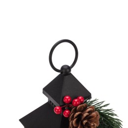 Фонарь декоративный 10.7х10.7х23.5см тепл. бел. со свечкой и шишкой корпус черн. Neon-Night 513-047