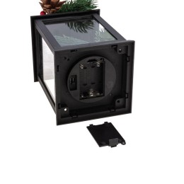 Фонарь декоративный 10.7х10.7х23.5см тепл. бел. со свечкой и шишкой корпус черн. Neon-Night 513-047