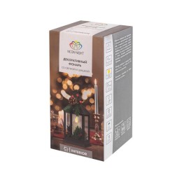 Фонарь декоративный 10.7х10.7х23.5см тепл. бел. со свечкой и шишкой корпус черн. Neon-Night 513-047