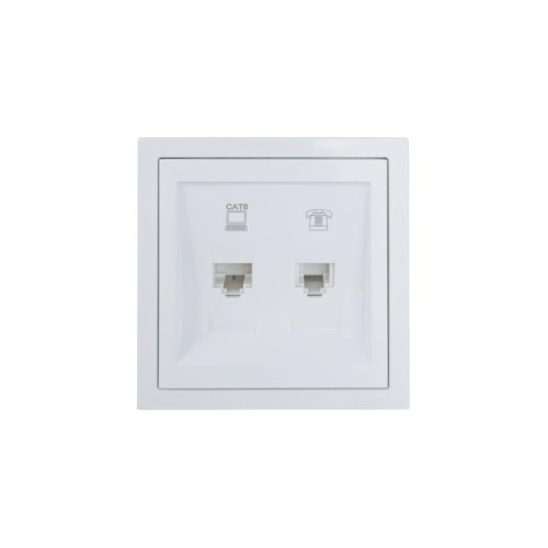 Розетка компьютер+телефон с модулем Cat 6 СП ZIMA бел. LEZARD 704-0288-144