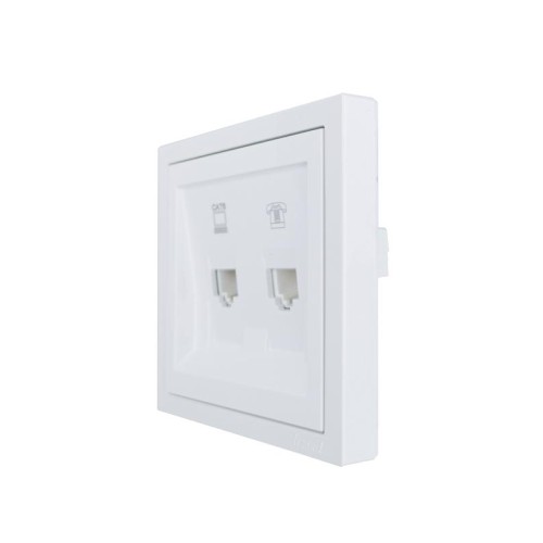 Розетка компьютер+телефон с модулем Cat 6 СП ZIMA бел. LEZARD 704-0288-144