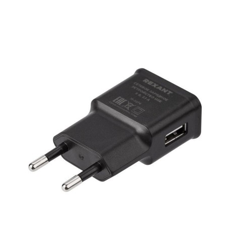 Устройство зарядное сетевое USB 5В 2.1A черн. Rexant 16-0274