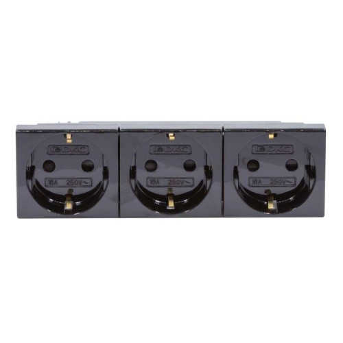 Розетка 3-м Viva 16А IP20 черн. DKC 45203