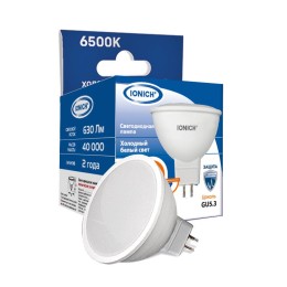 Лампа светодиодная MR16 7Вт 6500К GU5.3 630лм 230В холод. бел. IONICH 1793