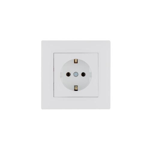 Розетка 1-м керамика Karea RIZZ с заземл. бел. Makel 88001008