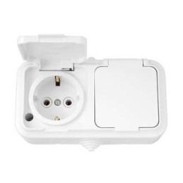 Розетка 2-м ОП 16А IP44 с заземл. бел. Bylectrica РА16-303