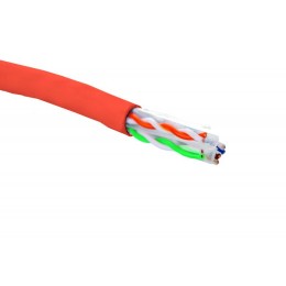 Кабель U/UTP кат.6 4 пары 23 AWG нг(А)-HF внутр. прокладки красн. (305м) (кор.) Eurolan 19C-U6-12RD-