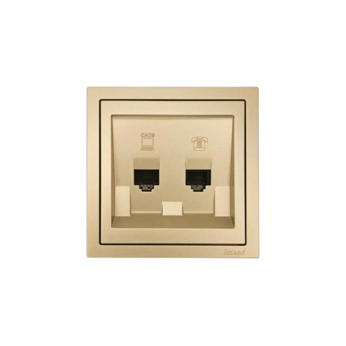 Розетка компьютер+телефон СП ZIMA IP20 с модулем Cat 6 зол. LEZARD 704-3688-144