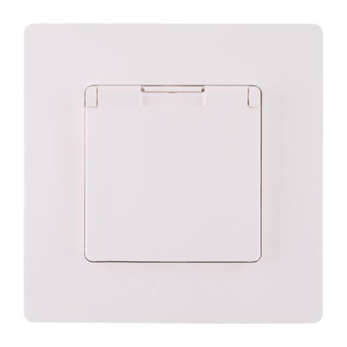 Розетка 1-м Etika 16А IP44 250В с заземл. защ. шторки с крышкой безвинтов. зажимы бел. Leg 672226