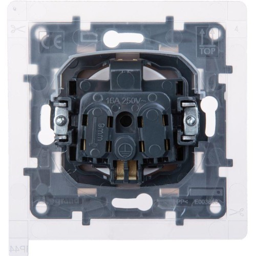 Розетка 1-м Etika 16А IP44 250В с заземл. защ. шторки с крышкой безвинтов. зажимы бел. Leg 672226