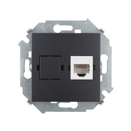 Розетка СП 15 16А IP44 250В 2P+E Schuko с заземл. защ. шторки с крышкой механизм графит Simon 159045