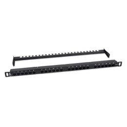 Патч-панель 19дюйм 0.5U 24 порта RJ45 кат.5E Dual IDC PLHD-24-Cat.5e-Dual-180-0.5U 180град. высокой