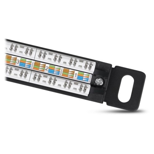 Патч-панель 19дюйм 0.5U 24 порта RJ45 кат.5E Dual IDC PLHD-24-Cat.5e-Dual-180-0.5U 180град. высокой