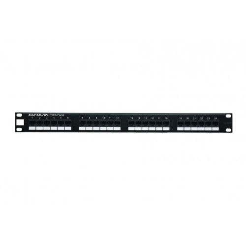 Патч-панель моноблочная 19дюйм 1U кат.5E UTP 24 порта черн. Eurolan 27B-U5-24BL