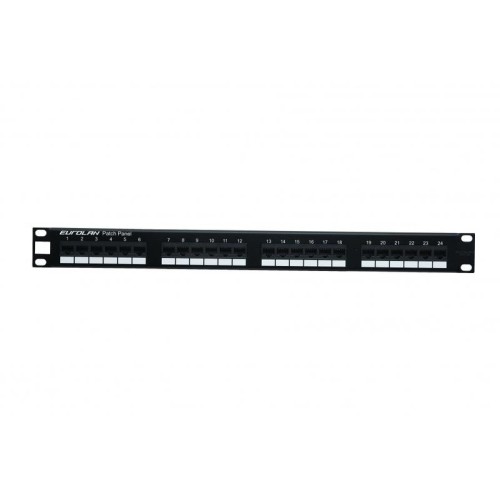 Патч-панель 19дюйм моноблочная кат.6 UTP 1U 24 порта черн. Eurolan 27B-U6-24BL