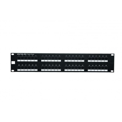 Патч-панель 19дюйм моноблочная кат.6 UTP 2U 48 портов черн. Eurolan 27B-U6-48BL