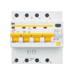 Выключатель автоматический дифференциального тока 4п C 50А 30мА тип AC 4.5кА АД-14 KARAT IEK MAD10-4