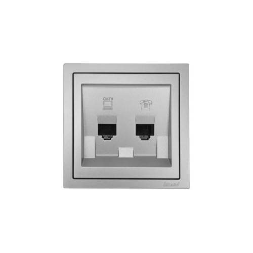 Розетка компьютер+телефон СП ZIMA IP20 с модулем Cat 6 сер. матов. LEZARD 704-7488-144