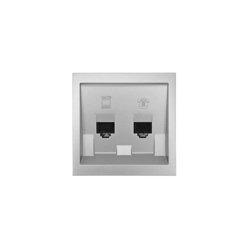 Розетка компьютер+телефон СП ZIMA IP20 с модулем Cat 6 сер. матов. LEZARD 704-7488-144