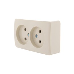 Розетка 2-м ОП Viola 16А IP20 без заземл. крем. LEZARD 751-0300-128