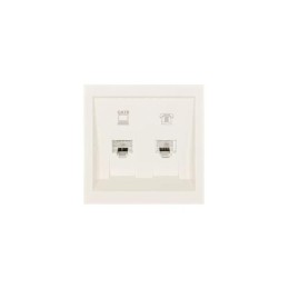 Розетка компьютер+телефон СП ZIMA IP20 с модулем Cat 6 слон. кость LEZARD 704-9088-144