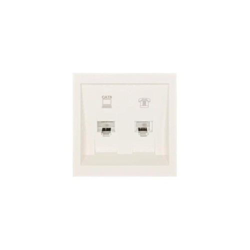 Розетка компьютер+телефон СП ZIMA IP20 с модулем Cat 6 слон. кость LEZARD 704-9088-144