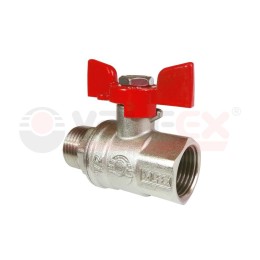Кран шаровой латунный PREMIUM для ВОДЫ 3/4дюйм ВР/НР бабочка НИКЕЛИР-Й 11Б27фт1М (40/10) VALFEX VF.2