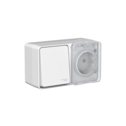 Блок ОП AtlasDesign PROFI IP54 (розетка 16А заземл. защ. шторки + 1-кл. выключатель 10А) сер. SE ATN
