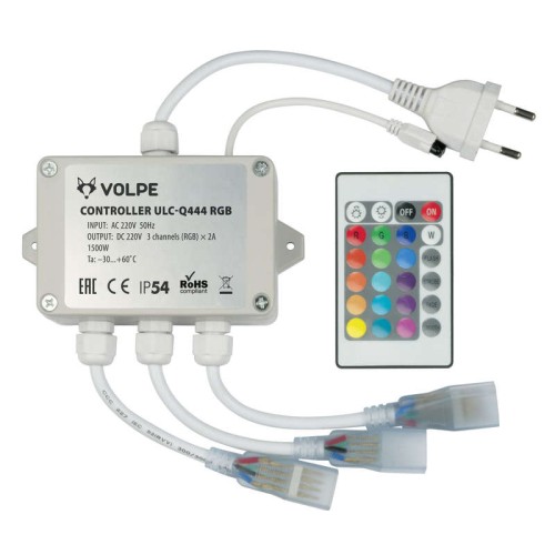 Контроллер ULC-Q444 RGB WHITE для управления светодиод. RGB ULS-5050 лентами 220В 3 вых. 1440Вт с пу