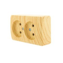 Розетка 2-м ОП Viola 16А IP20 без заземл. беленый дуб LEZARD 751-5200-128