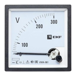 Вольтметр аналоговый VM-A961 на панель 96х96 (квадратный вырез) 300В прямое подкл. EKF vm-a961-300/v