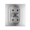 Розетка 2-м СП Etika 16А IP31 250В 2х2P+E с заземл. защ. шторки немецк. стандарт безвинт. клеммы алю